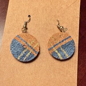 Blue and Gold CORK Earrings